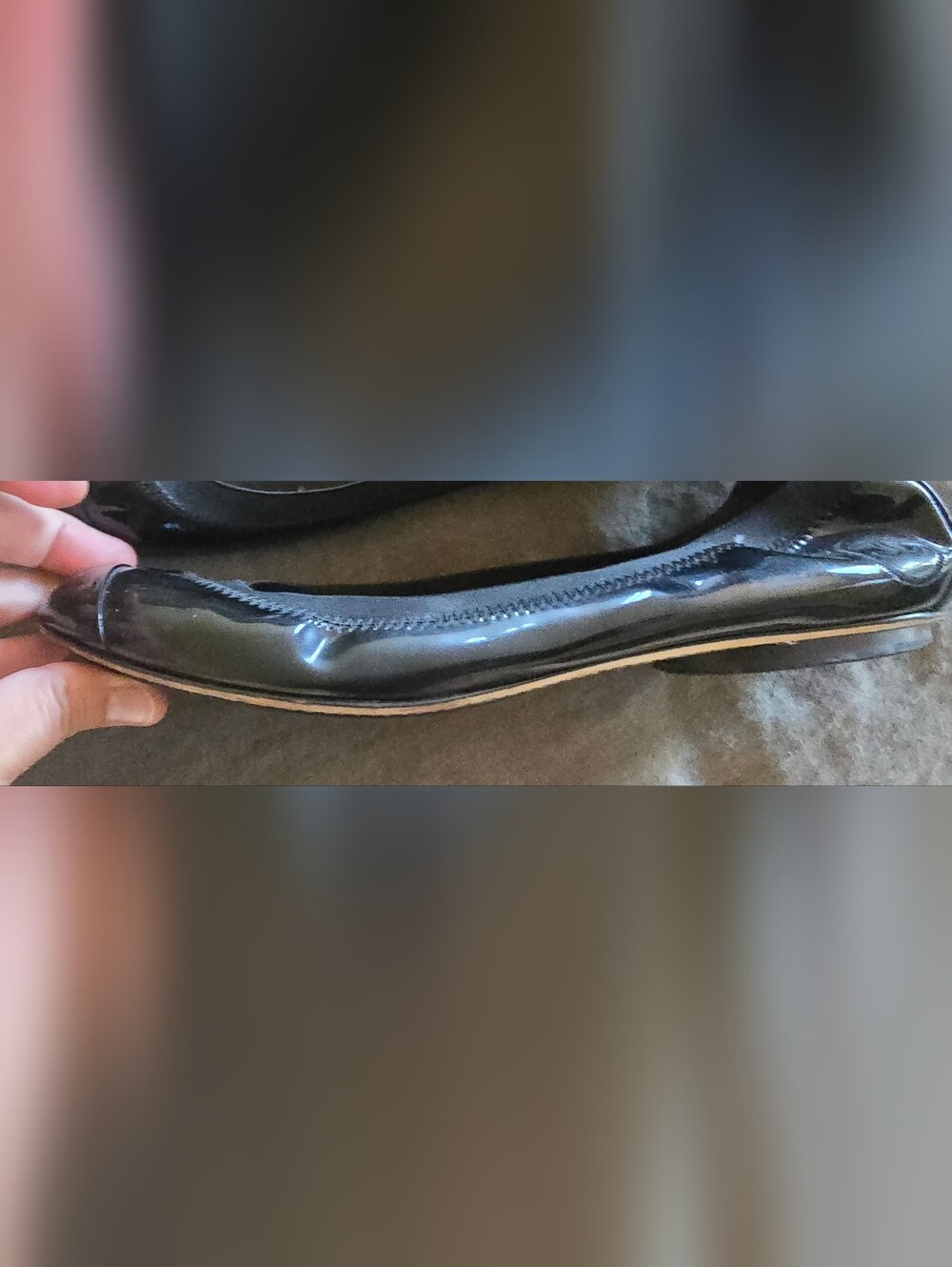CHANEL Black Patent Leather Cap-Toe Ballet Flats - Picture 4 of 4